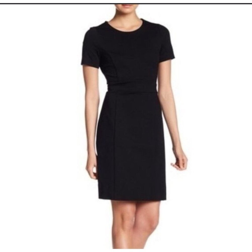 Amanda and Chelsea Black Short Sleeve Shift Dress Sz 6P Career Classic Versatile